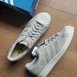 Adidas Superstar 80s light grey suede US9 new w/ box